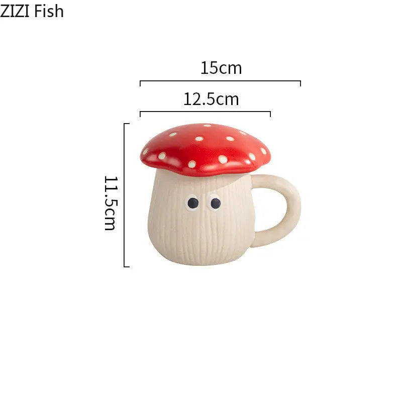 Ceramic Mug Red Mushroom Cup Ceramic Mug Red Mushroom Striation Cup Breakfast Coffee Mugs Cartoon Children Porcelain Cups